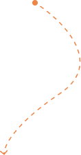 curved arrow made of orange dashes